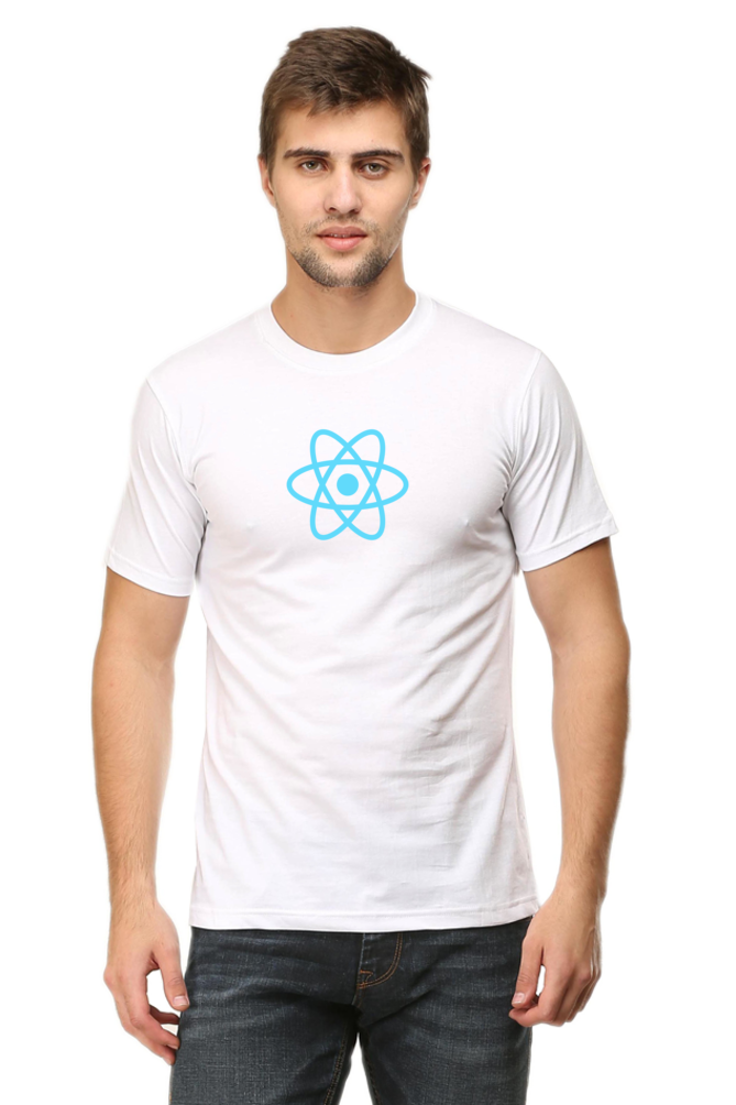 React Logo Round Neck Half Sleeve T-Shirt - Cotysh