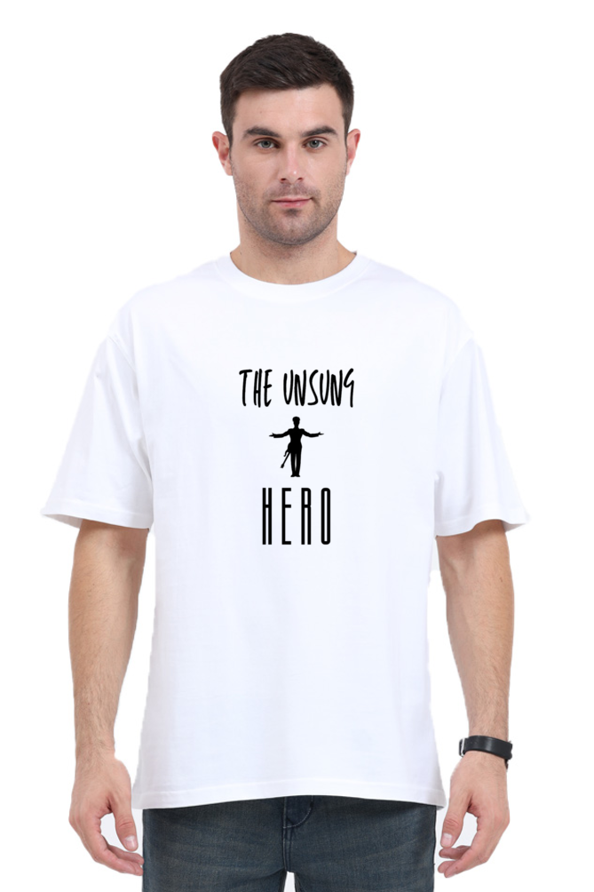 Unisex Oversized Classic T-Shirt – "The Unsung Hero" Logo