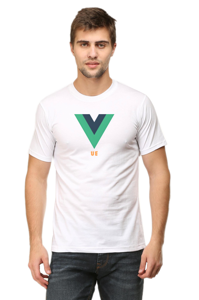 Vue Logo Round Neck Half Sleeve T-Shirt - Cotysh