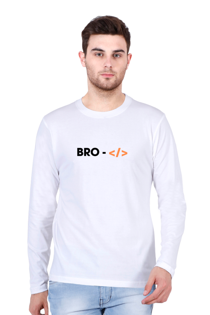 Bro-Code White Full Sleeve Round Neck T-Shirt - Cotysh