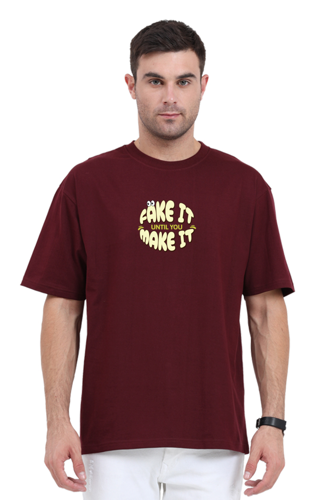 Premium Oversized Classic T-Shirt - "Fake It Until You Make It" | Cotysh
