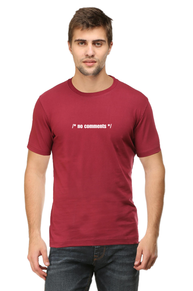 No Comments" Round Neck Half Sleeve T-Shirt - Comfortable & Stylish