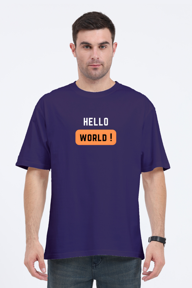 Unisex Oversized Classic 'Hello World' Printed T-Shirt - Cotysh