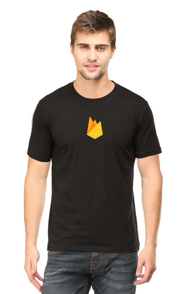 Cotysh Firebase Logo Round Neck Half Sleeve T-Shirt - Trendy & Comfortable