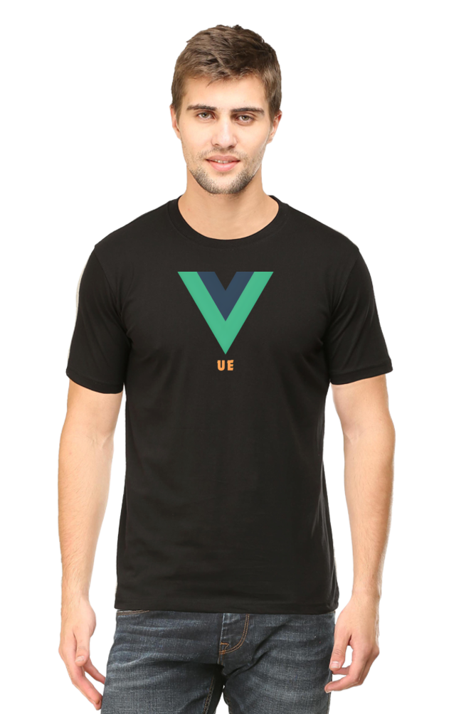 Vue Logo Round Neck Half Sleeve T-Shirt - Cotysh
