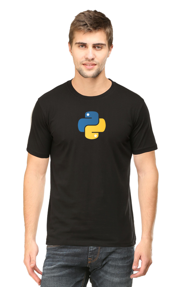 Python Logo Round Neck Half Sleeve T-Shirt - Cotysh