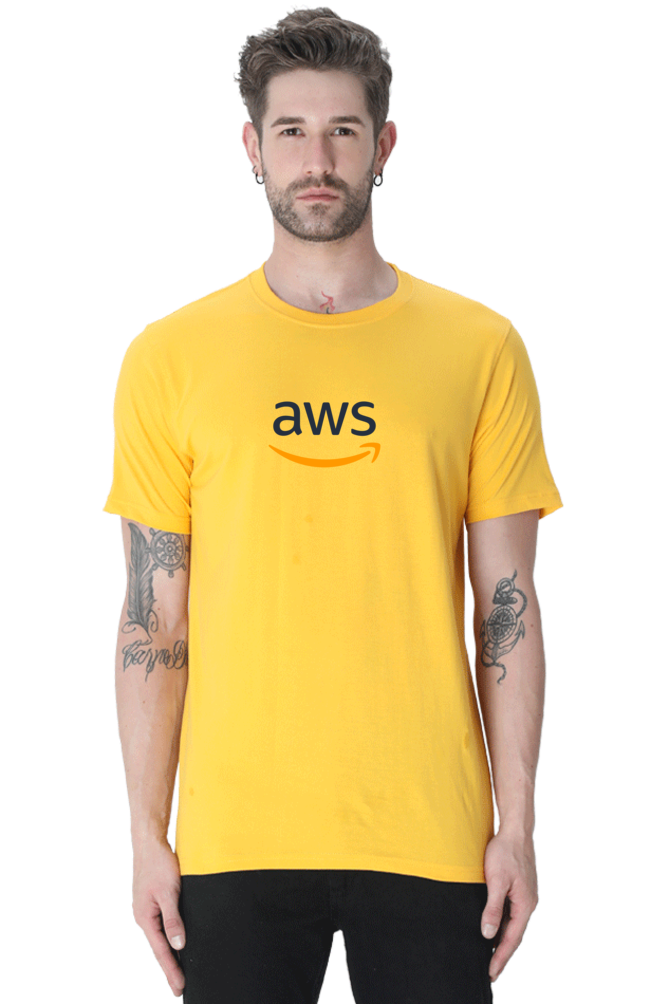 AWS Round Neck Half Sleeve T-Shirt - Premium Cotton by Cotysh