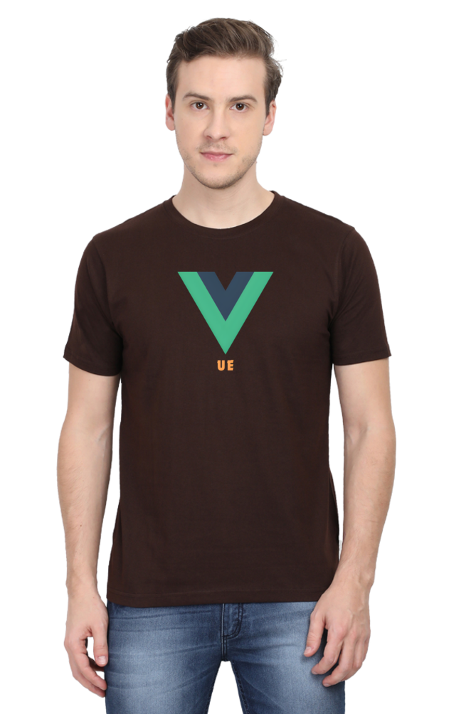 Vue Logo Round Neck Half Sleeve T-Shirt - Cotysh