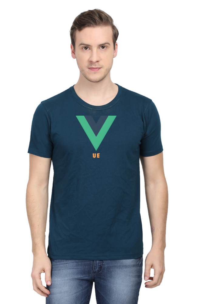 Vue Logo Round Neck Half Sleeve T-Shirt - Cotysh