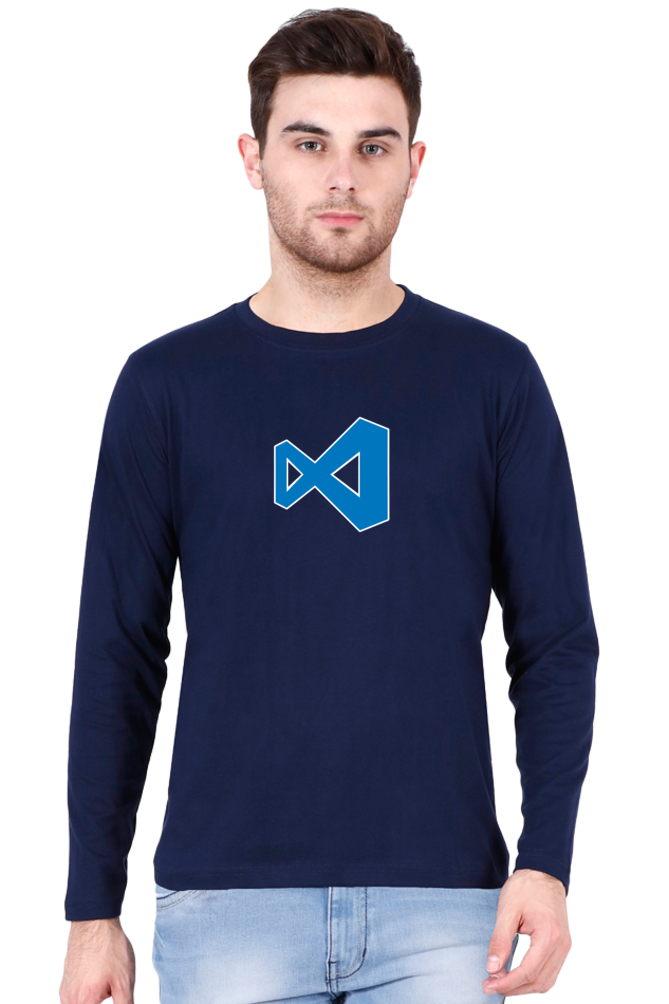 VSCode Logo Round Neck Full Sleeve T-Shirt - Cotysh