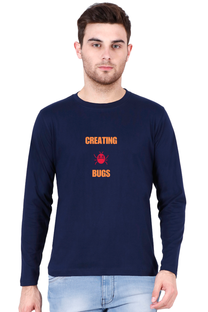 Creating Bugs White Round Neck Full Sleeve T-Shirt - Cotysh