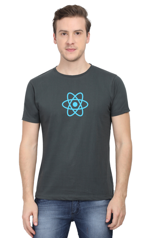React Logo Round Neck Half Sleeve T-Shirt - Cotysh