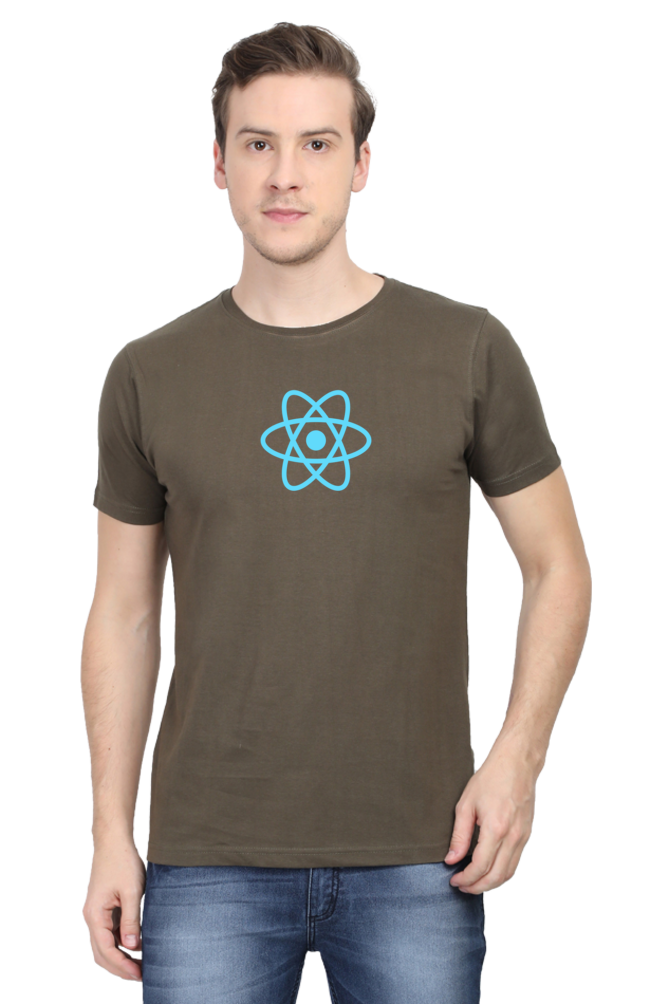 React Logo Round Neck Half Sleeve T-Shirt - Cotysh