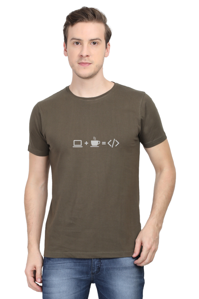 Code-Coffe Round Neck Half Sleeve T-Shirt | Cotysh