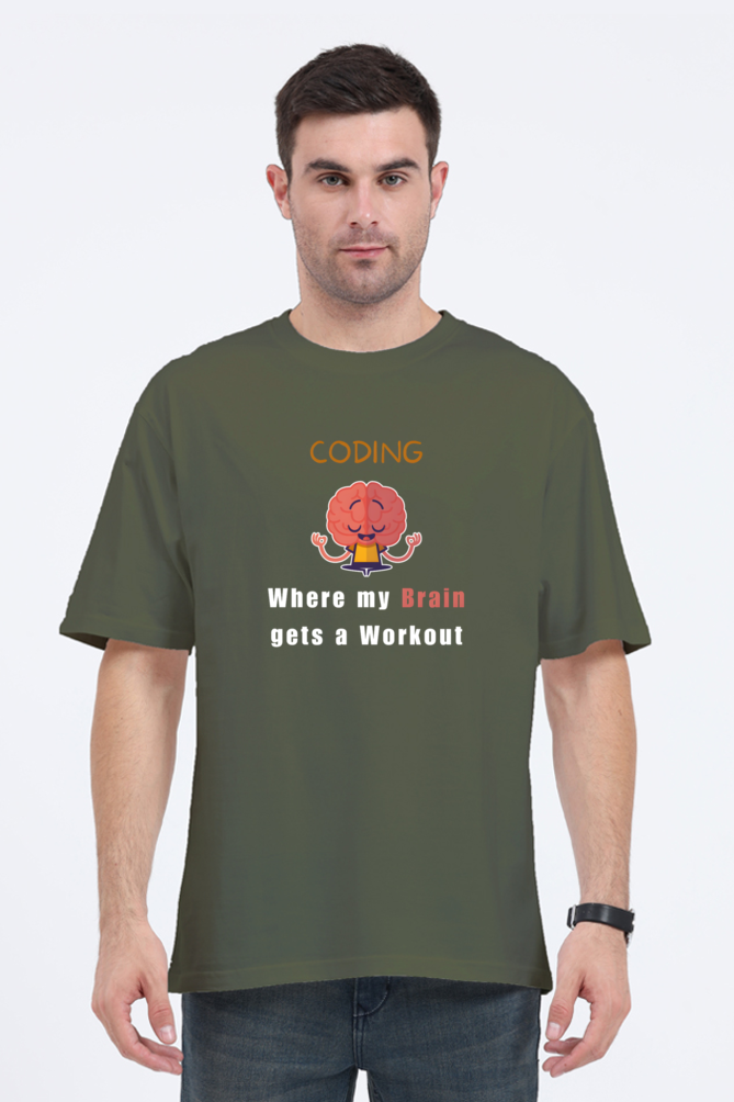Oversized T-Shirt - Coding Where My Brain Gets a Workout | Cotysh