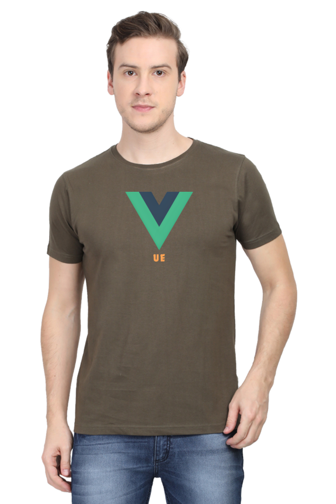 Vue Logo Round Neck Half Sleeve T-Shirt - Cotysh