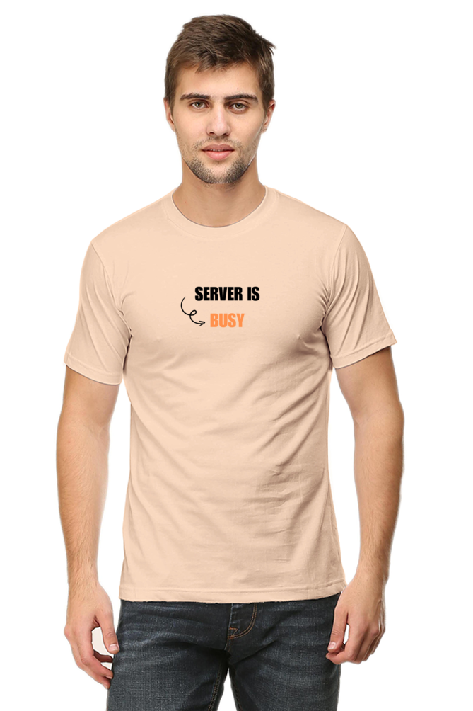 Server is Busy Round Neck Half Sleeve T-Shirt - Trendy Techwear for Coders