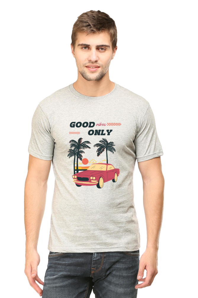 Round Neck Half Sleeve T-Shirt - "Good Vibes Only" | Cotysh