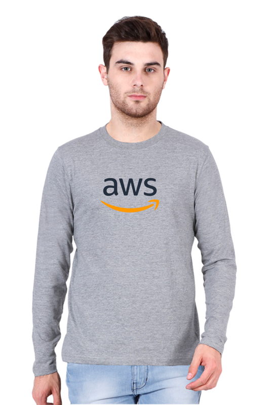 AWS Logo Full Sleeve Printed T-Shirt – Stylish, Comfortable, and Tech-Inspired