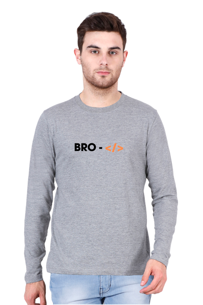 Bro-Code White Full Sleeve Round Neck T-Shirt - Cotysh