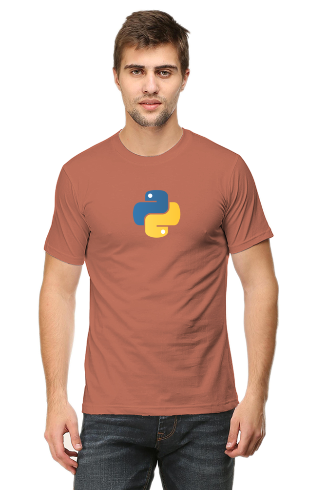 Python Logo Round Neck Half Sleeve T-Shirt - Cotysh