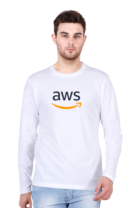 AWS Logo Full Sleeve Printed T-Shirt – Stylish, Comfortable, and Tech-Inspired