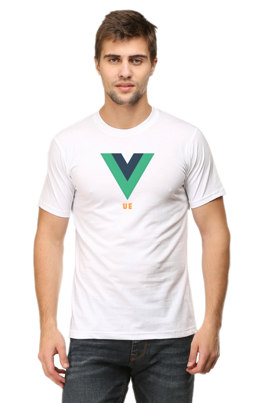 Vue Logo Round Neck Half Sleeve T-Shirt - Cotysh
