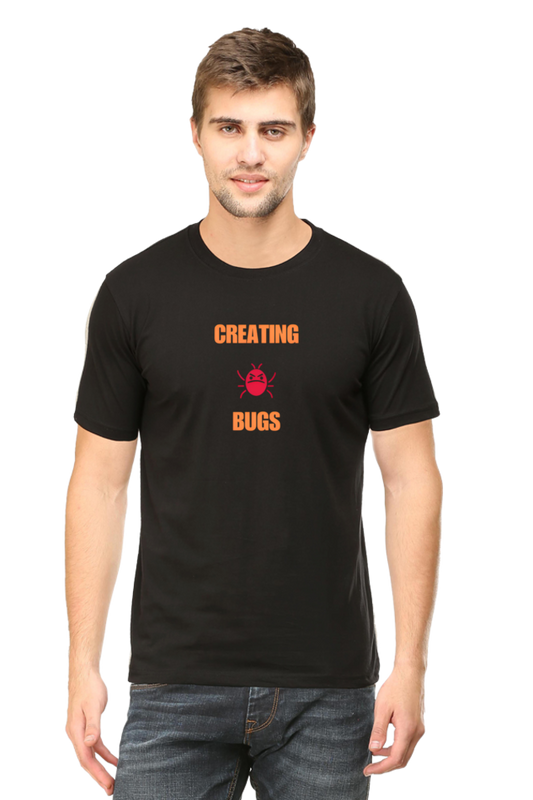 Creating Bugs" Logo Round Neck Half Sleeve T-Shirt - Cotysh