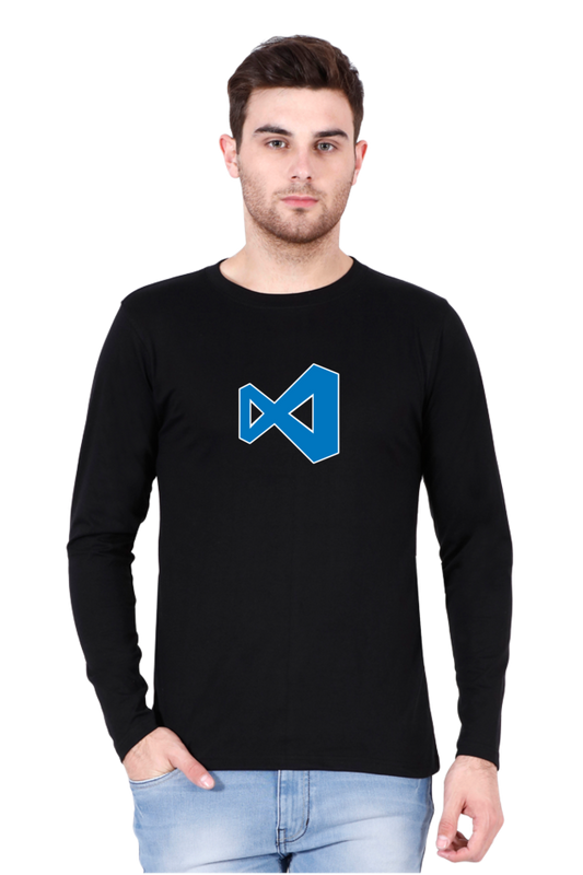 VSCode Logo Round Neck Full Sleeve T-Shirt - Cotysh