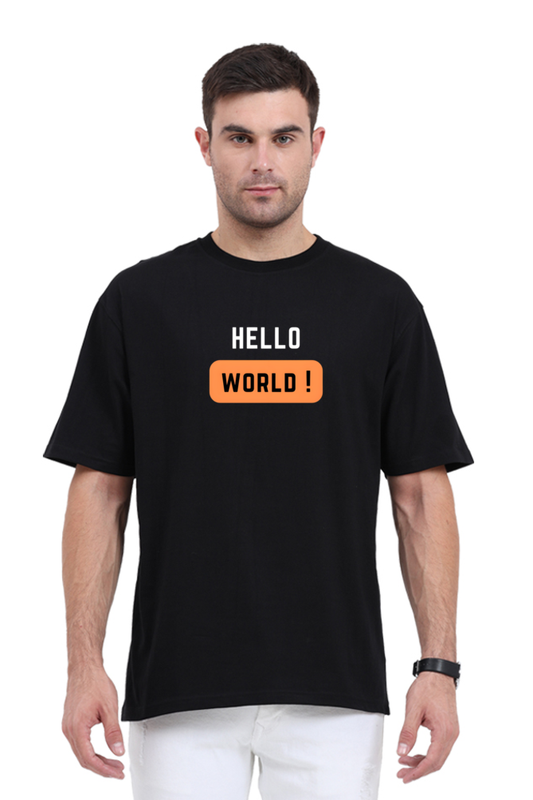 Unisex Oversized Classic 'Hello World' Printed T-Shirt - Cotysh