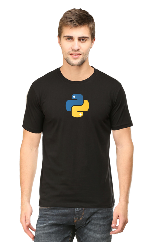 Python Logo Round Neck Half Sleeve T-Shirt - Cotysh