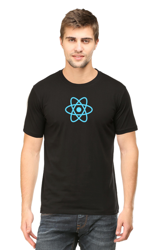 React Logo Round Neck Half Sleeve T-Shirt - Cotysh