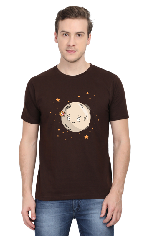 Moon Logo Round Neck Half Sleeve T-Shirt - Cotysh