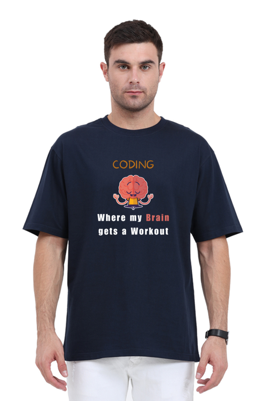 Oversized T-Shirt - Coding Where My Brain Gets a Workout | Cotysh
