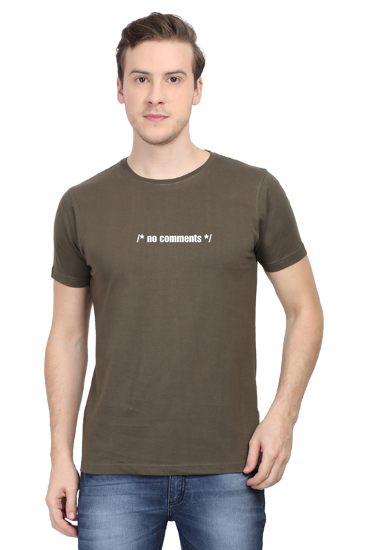 No Comments" Round Neck Half Sleeve T-Shirt - Comfortable & Stylish