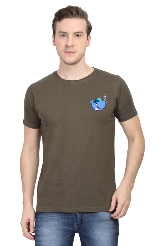 Docker Logo Round Neck Half Sleeve T-Shirt | Cotysh
