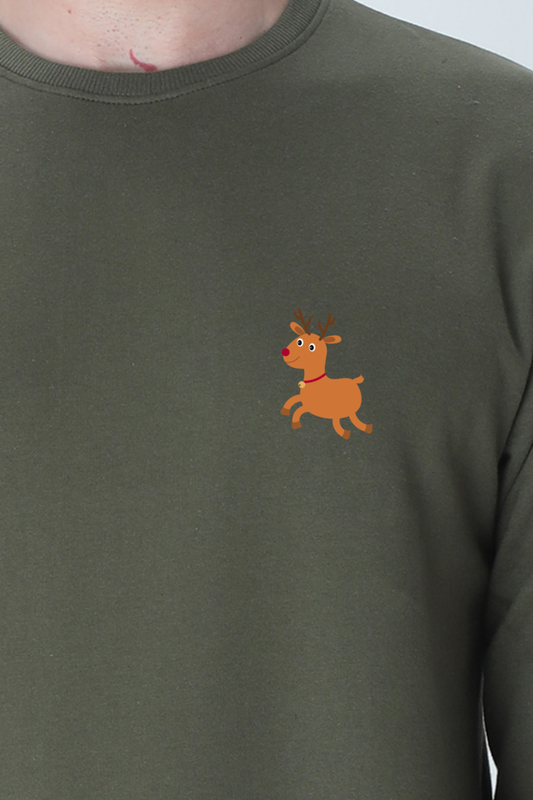 Premium Christmas Deer Sweatshirt – Left Pocket Logo | Cotysh