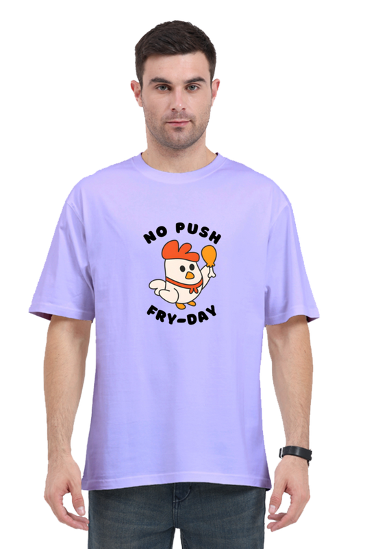 Unisex Oversized Classic T-Shirt - 'No Push Fry-Day' Funny Graphic Tee | Cotysh